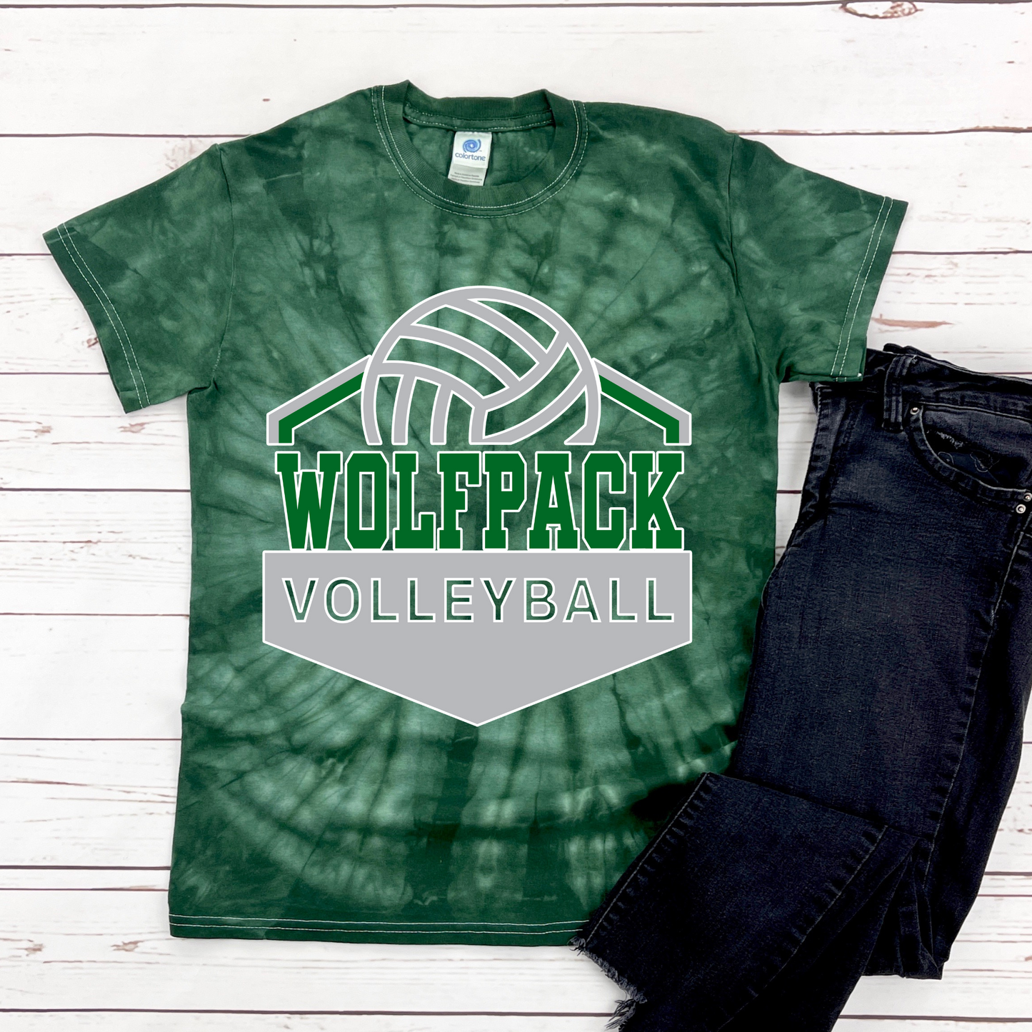 Wolfpack Volleyball Tee - Adult Tie Dye