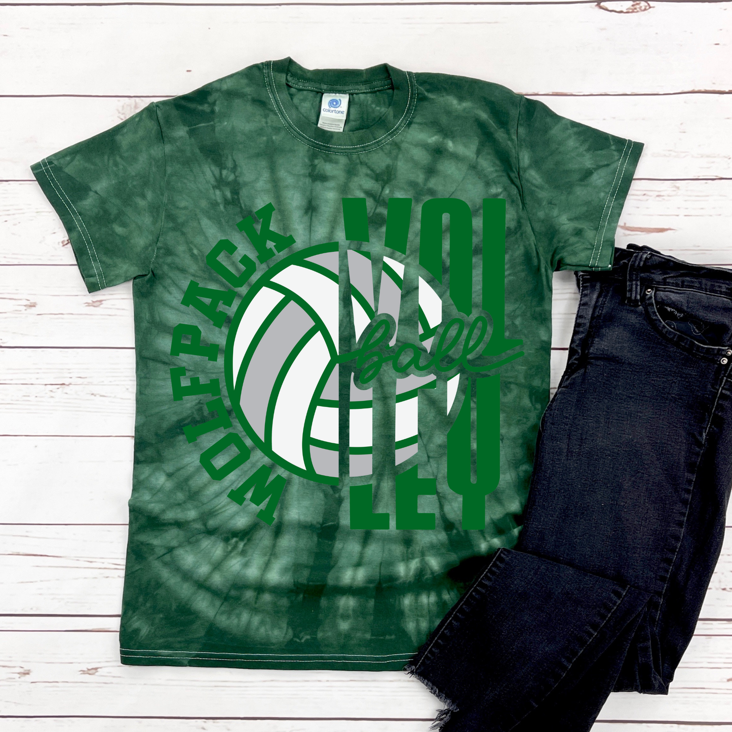 Wolfpack Volleyball Tee - Youth Tie Dye