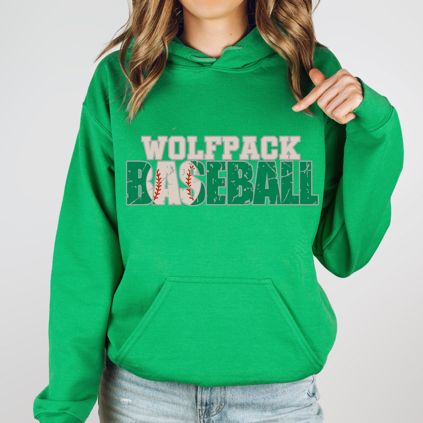 Distressed Baseball Hoodie or Crew