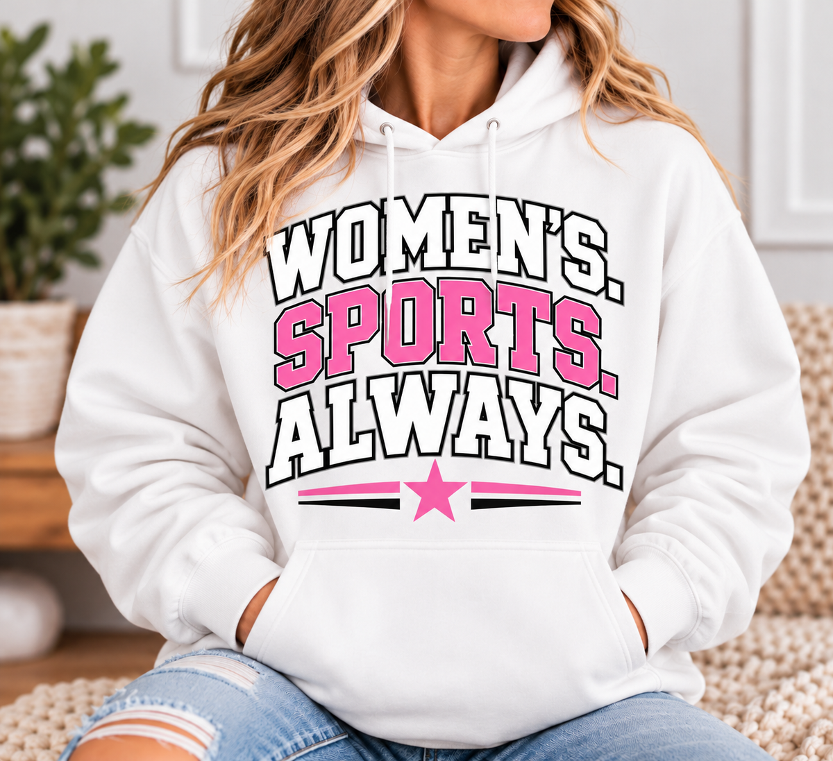 Women's. Sports. Always. Hoodie - White