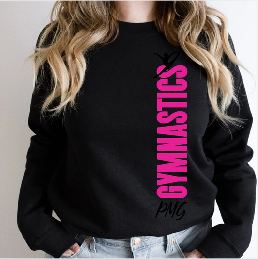 Perpetual Motion Gymnastics - Pink on Black - Adult Hoodie or Crew NEW 2025!