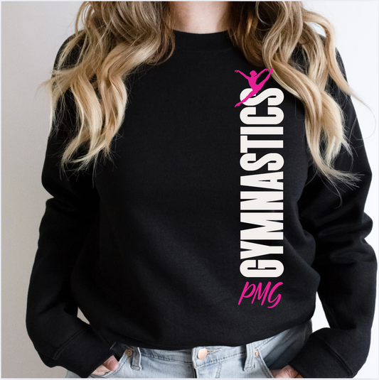 Perpetual Motion Gymnastics - White on Black - Adult Hoodie or Crew NEW 2025! (Copy)