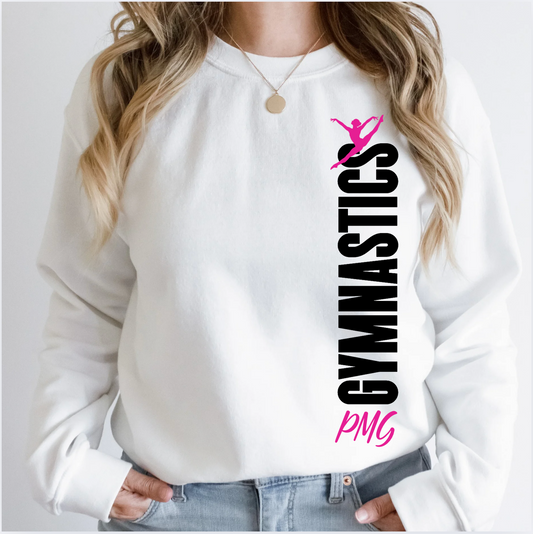 Perpetual Motion Gymnastics - Black on White - Adult Hoodie or Crew NEW 2025!