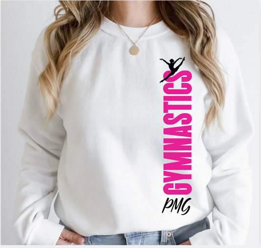 Perpetual Motion Gymnastics - White on White - Adult Hoodie or Crew NEW 2025!