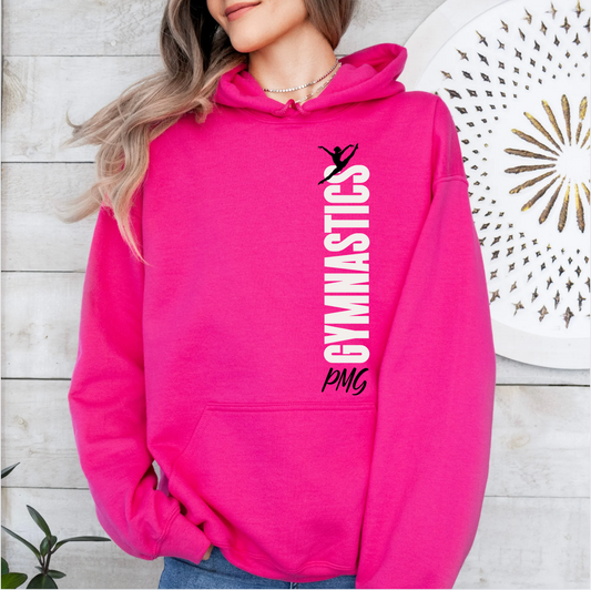 Perpetual Motion Gymnastics - White on Pink - Adult Hoodie or Crew NEW 2025!