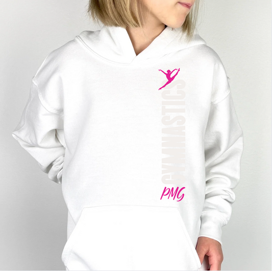PMG Gymnastics - White on White -  Youth Hoodie or Crew NEW 2025!