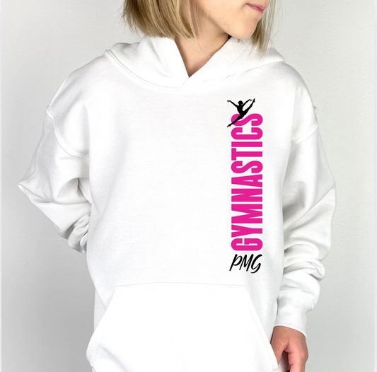 PMG Gymnastics - Pink on White -  Youth Hoodie or Crew NEW 2025!