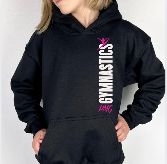 PMG Gymnastics - White on Black -  Youth Hoodie or Crew NEW 2025!