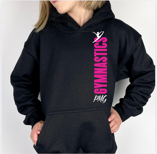 PMG Gymnastics - Pink on Black -  Youth Hoodie or Crew NEW 2025!