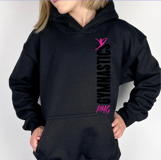 PMG Gymnastics - Black on Black -  Youth Hoodie or Crew NEW 2025!