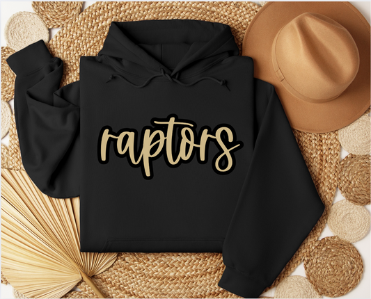 3D - Puff Print & Glitter Background - Raptors - Hoodie or Crew