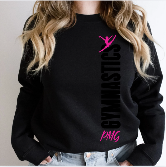 Perpetual Motion Gymnastics - Black on Black - Adult Hoodie or Crew NEW 2025!