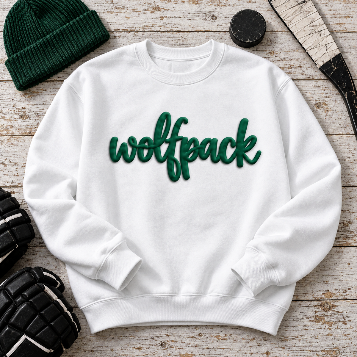 Wolfpack - White - Green Puff