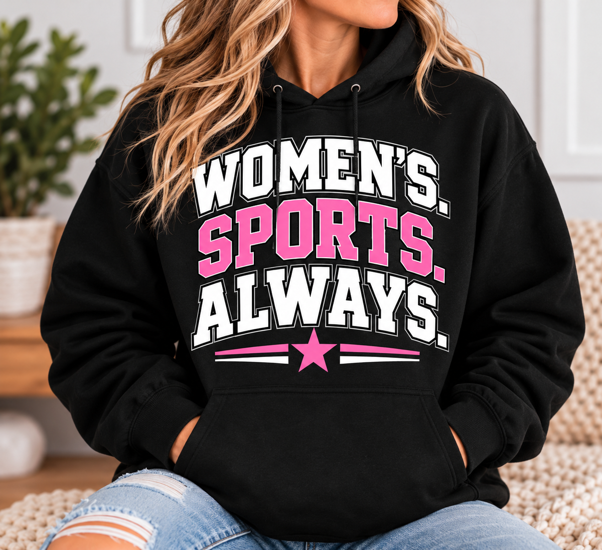 Women's. Sports. Always. Hoodie - Black
