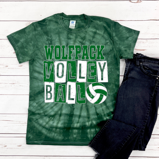 Wolfpack Volleyball Tee - Adult Tie Dye