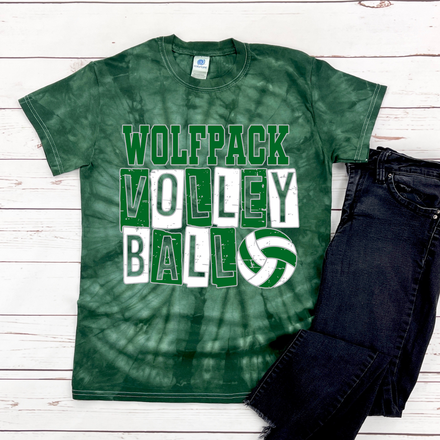 Wolfpack Volleyball Tee - Youth Tie Dye