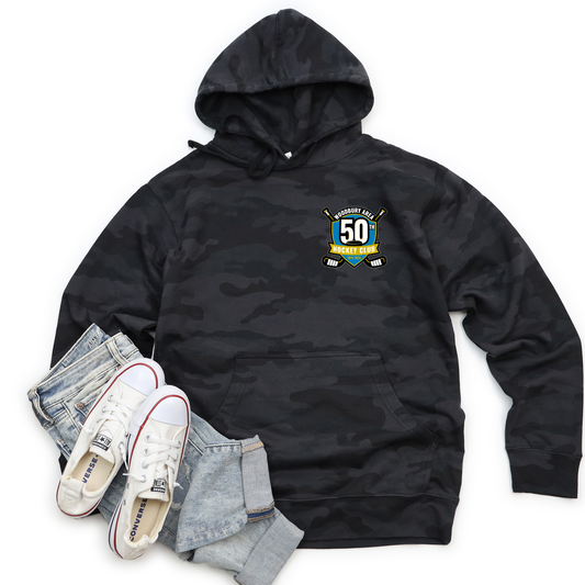 Woodbury 50th Anniversary Hoodie Sweatshirt - Adult - Pocket Design - Black Camo