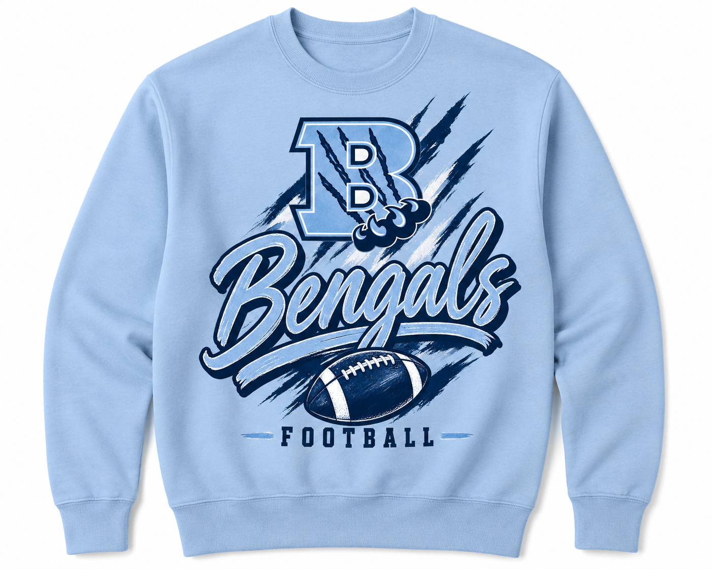 Blaine Bengals Hoodie or Crew 2 w/Optional Sleeve Design