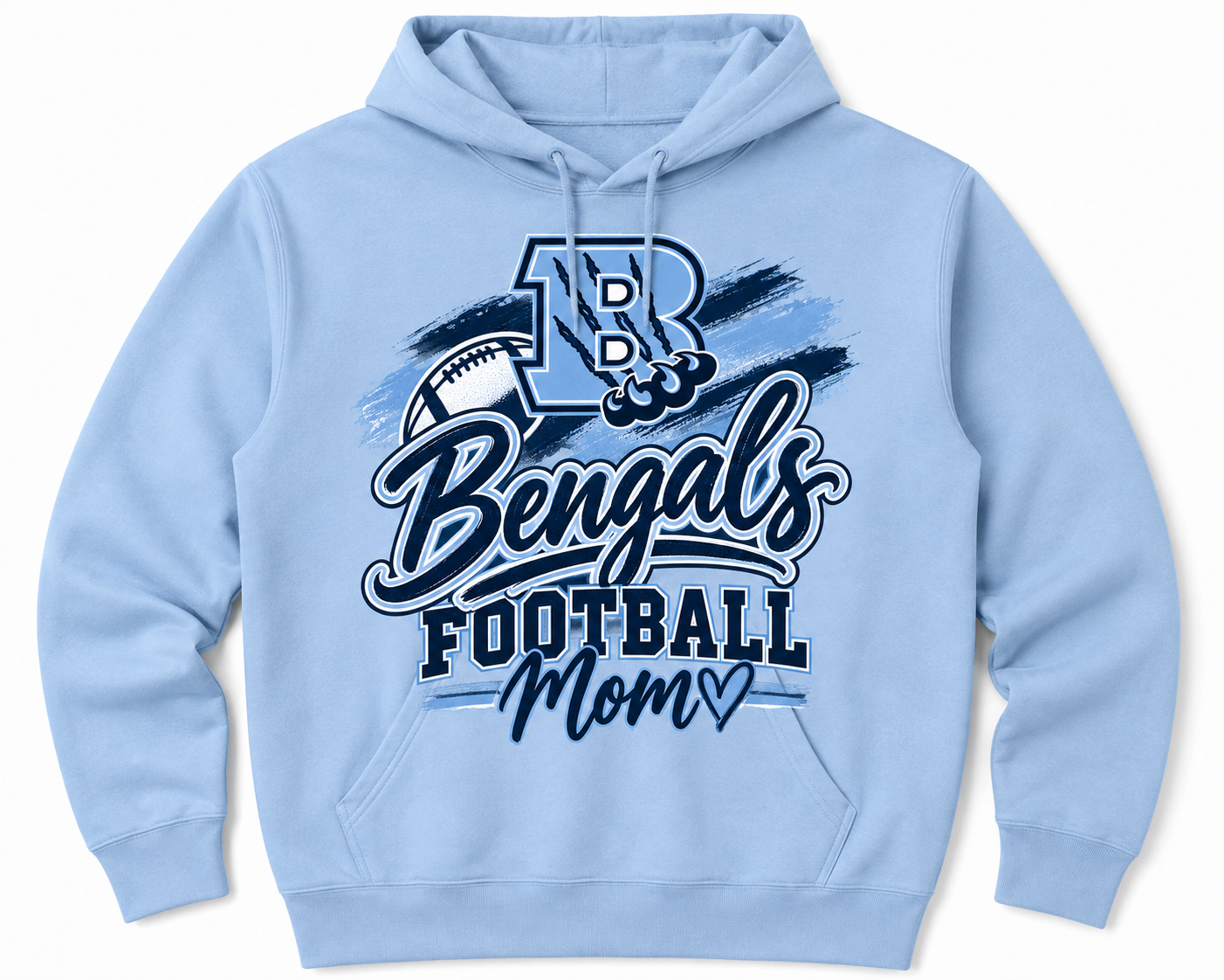 Blaine Bengals Mom Hoodie or Crew w/Optional Sleeve Design