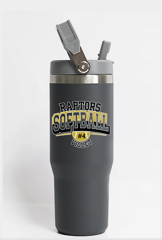 Raptors Softball 30 oz Waterbottle - Double Sided