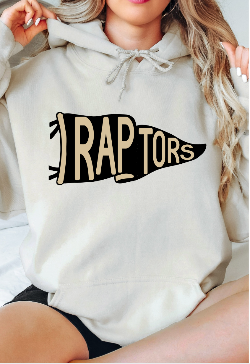 Raptors Penant Hoodie with Optional Back - Adult