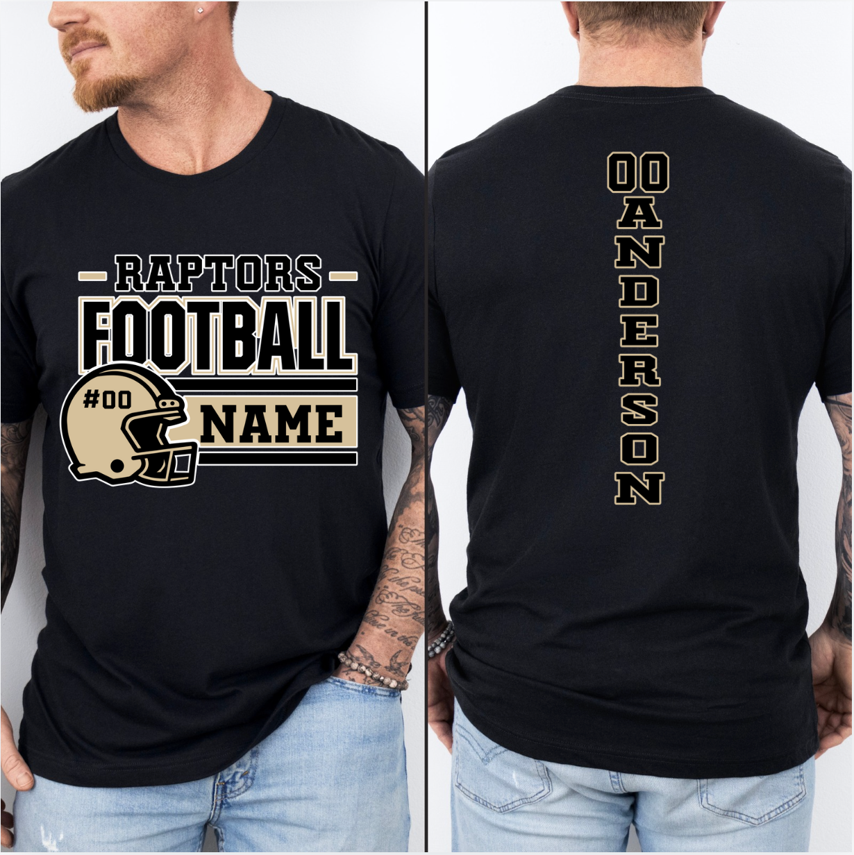 Custom Football Tee 1 w/Back Option