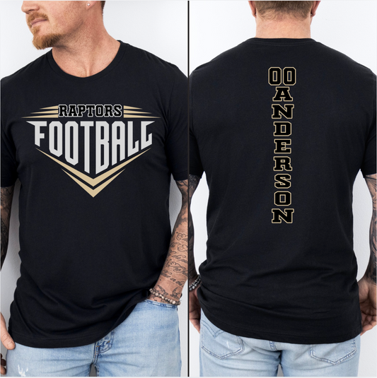 Custom Football Tee 3 w/Back Option