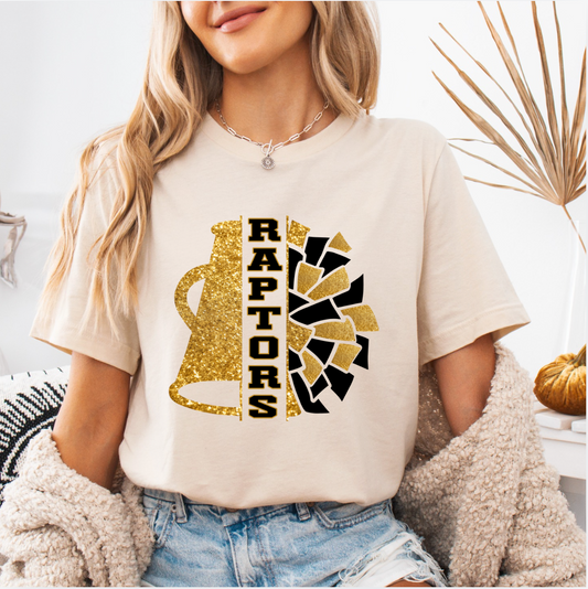 Pom and Megaphone Cheer Adult Tee