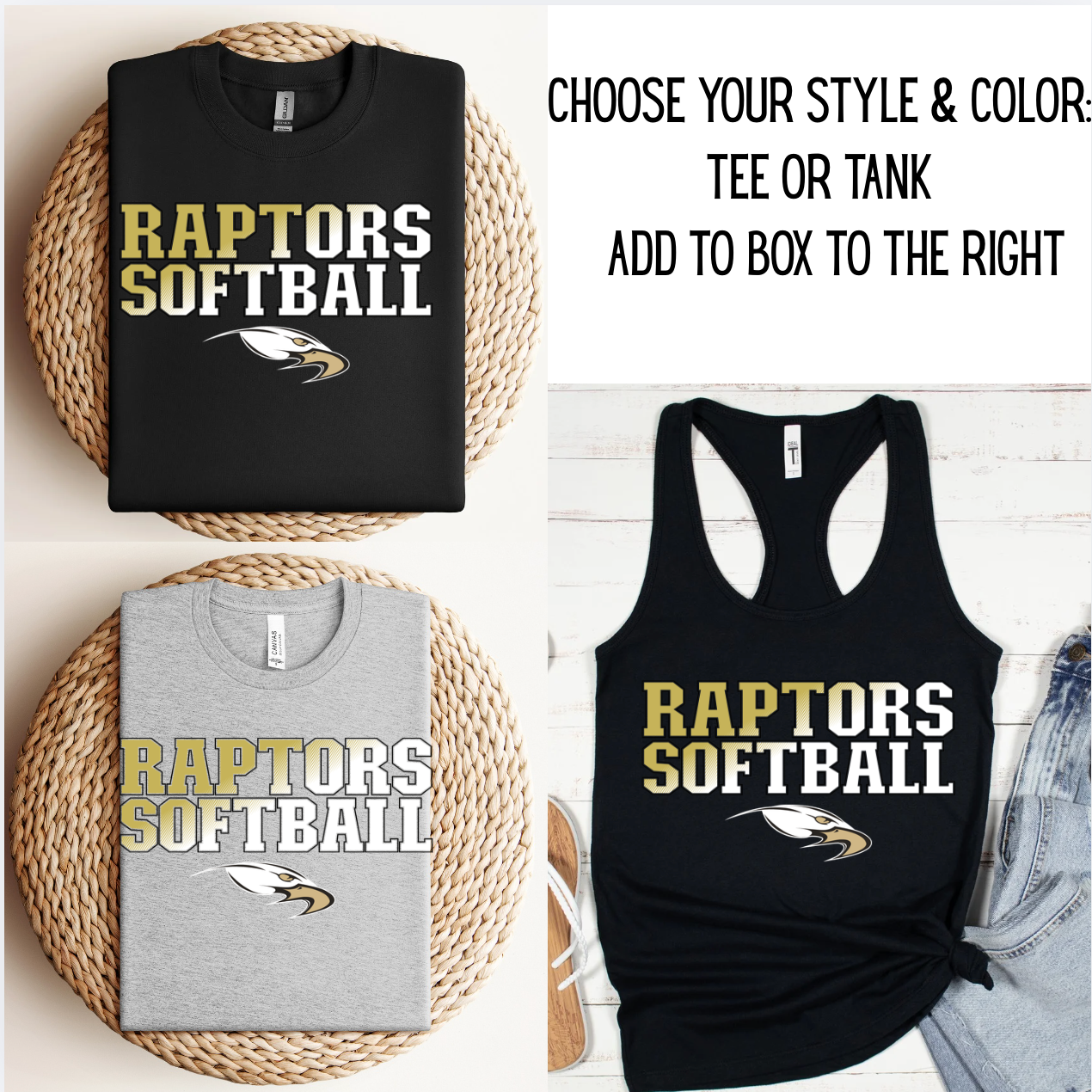 Raptors Softball 2026 Design - Tee or Tank - Adult