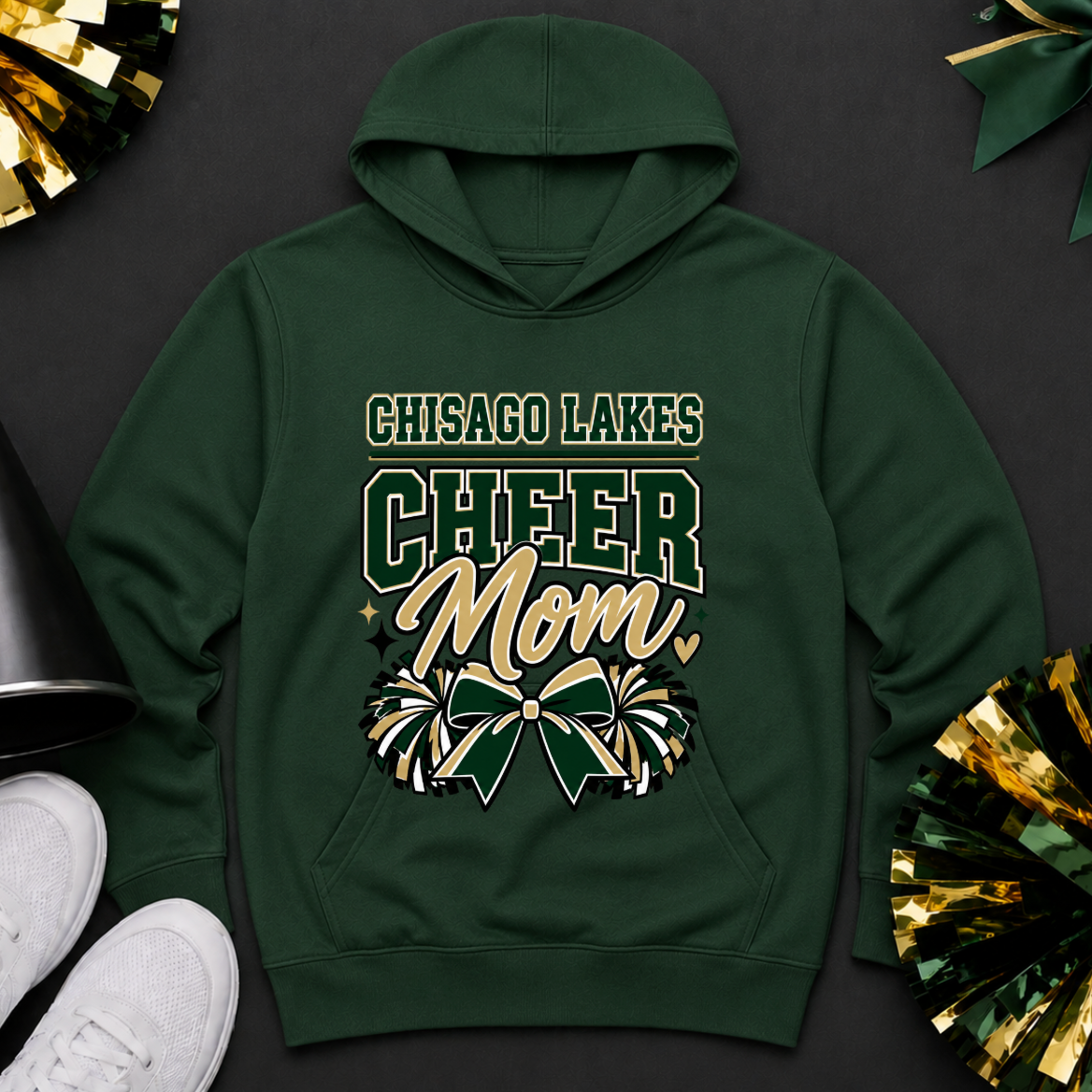 Chisago Lakes Cheer Mom Hoodie w/Optional Sleeve Design