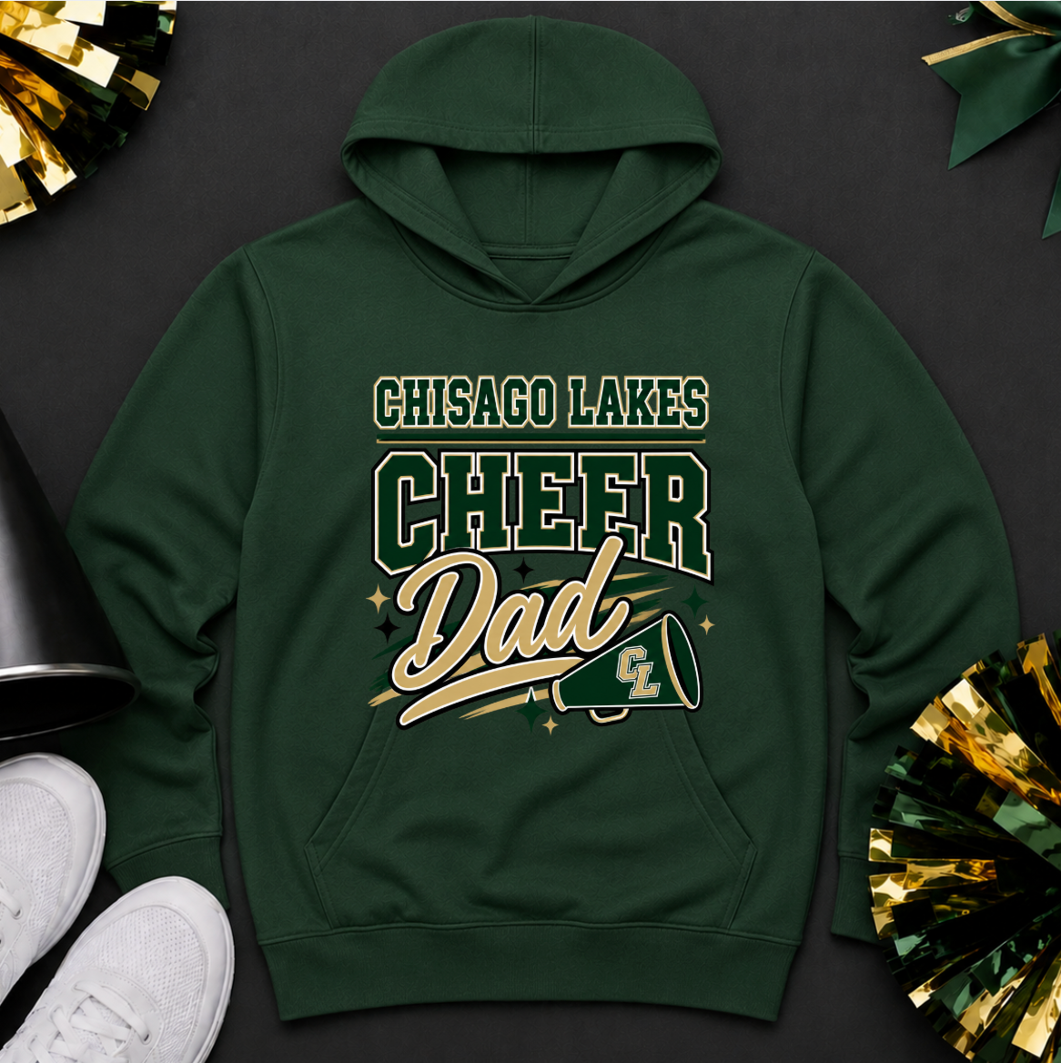 Chisago Lakes Cheer Dad Hoodie w/Optional Sleeve Design